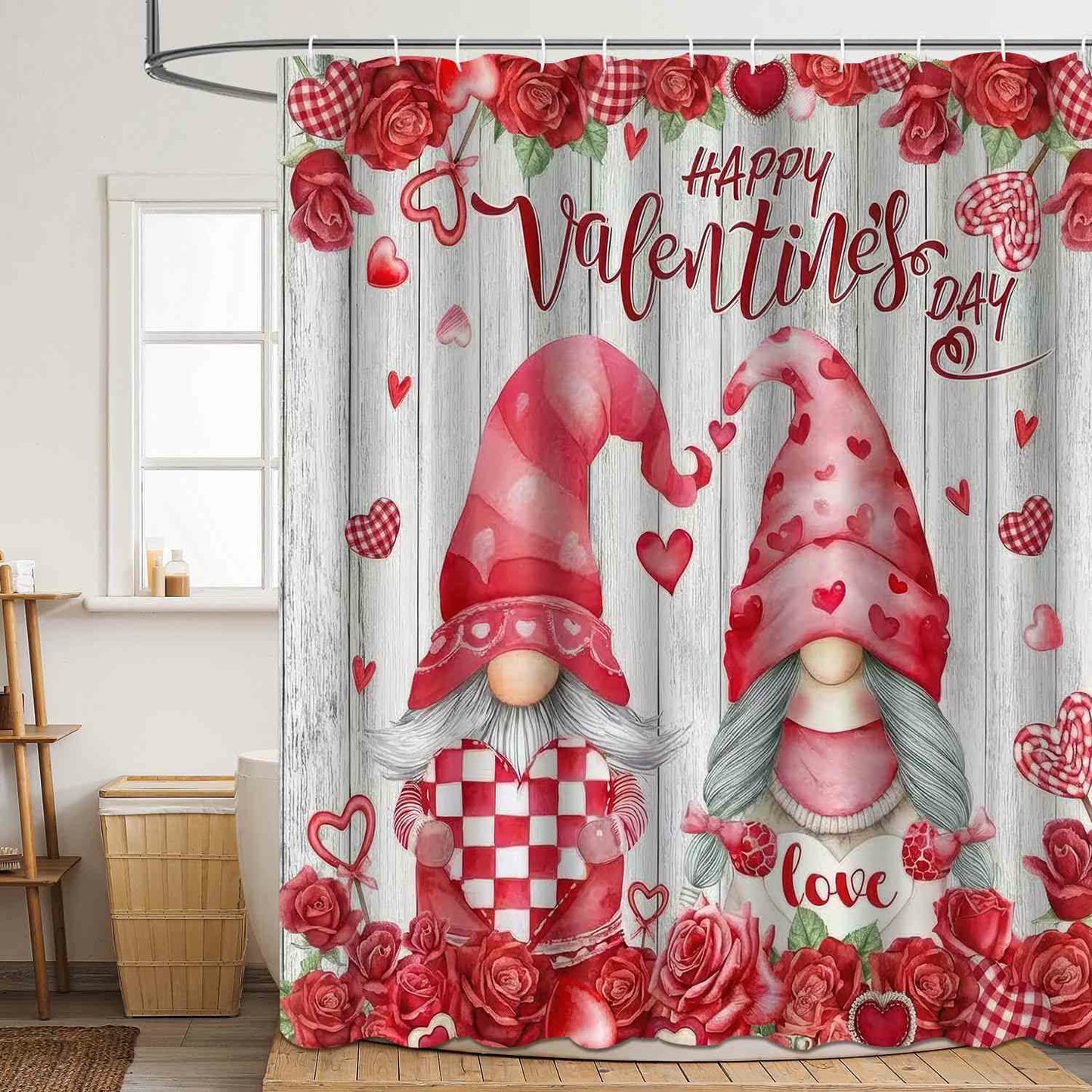 Rideau de douche à motif romantique pour la Saint-Valentin - D - 180 cm x 200 cm - image 3