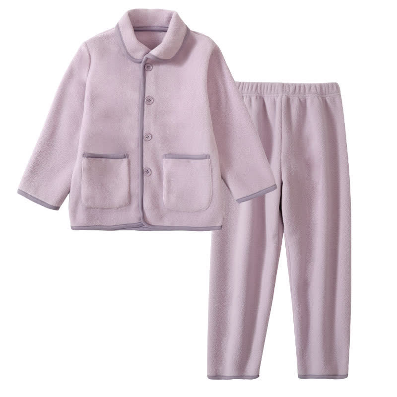 Ensemble pyjama enfant uni en peluche chaude - Violet - Enfant : 160 cm - image 2