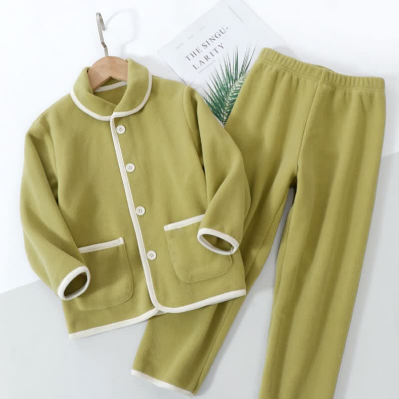 Ensemble pyjama enfant uni en peluche chaude - image 5