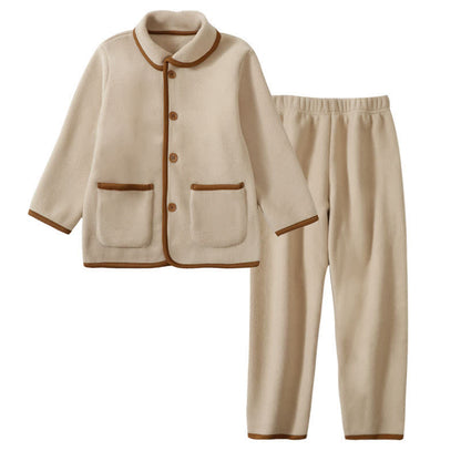 Ensemble pyjama enfant uni en peluche chaude - Café - Enfant : 160 cm - image 4