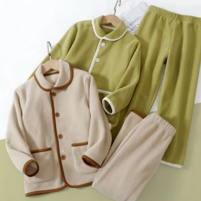 Ensemble pyjama enfant uni en peluche chaude - image 0