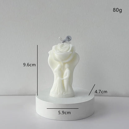 Bougie parfumée romantique aux roses pour les couples - Blanc - 4 pièces - 9,6 cm x 4,7 cm x 5,9 cm - image 6