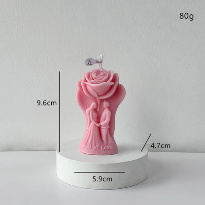 Bougie parfumée romantique aux roses pour les couples - Rose - 4 pièces - 9,6 cm x 4,7 cm x 5,9 cm - image 4