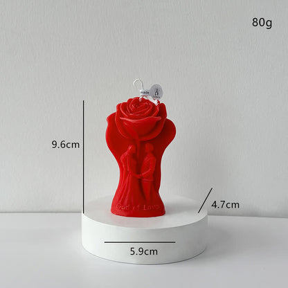 Bougie parfumée romantique aux roses pour les couples - Rouge - 4 pièces - 9,6 cm x 4,7 cm x 5,9 cm - image 3