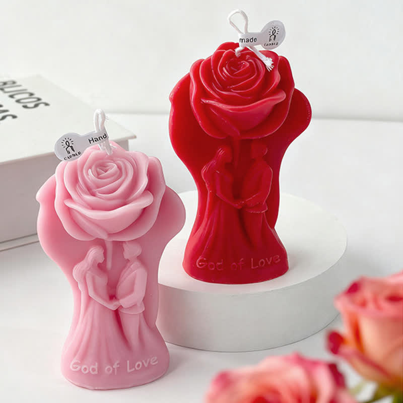 Bougie parfumée romantique aux roses pour les couples - Rose et rouge - 4 pièces - 9,6 cm x 4,7 cm x 5,9 cm - image 0