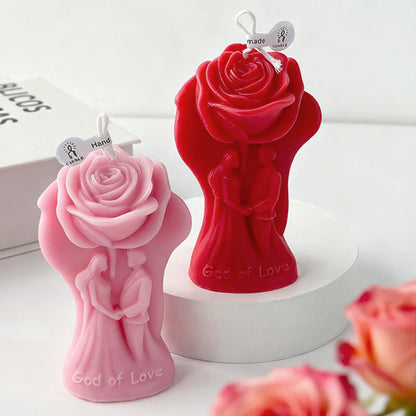 Bougie parfumée romantique aux roses pour les couples - Rose et rouge - 4 pièces - 9,6 cm x 4,7 cm x 5,9 cm - image 0