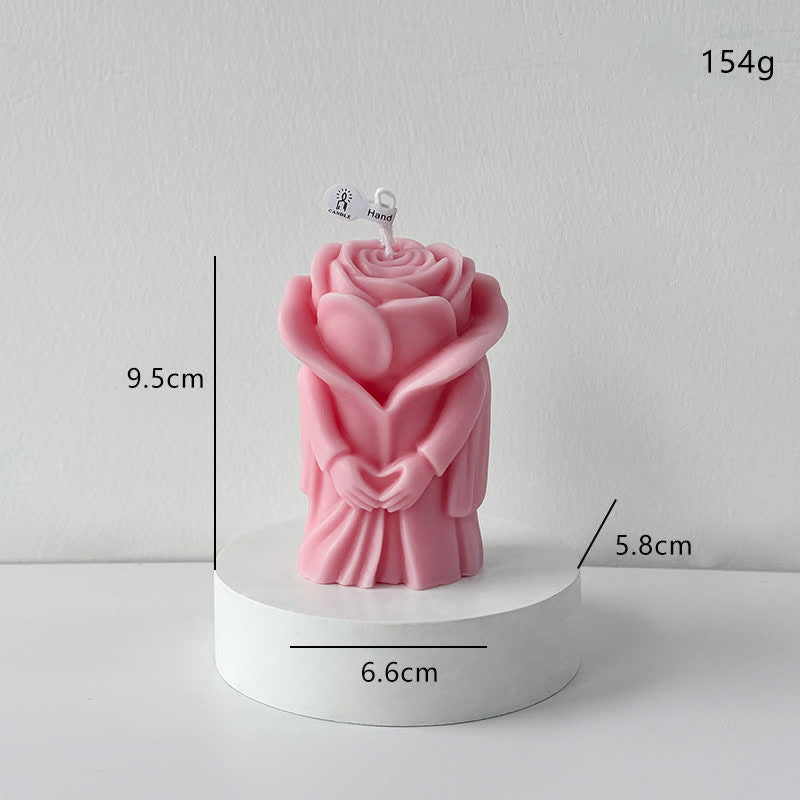 Bougie parfumée romantique en forme de rose - Rose - 4 pièces - 9,5 cm x 6,6 cm x 5,8 cm - image 3