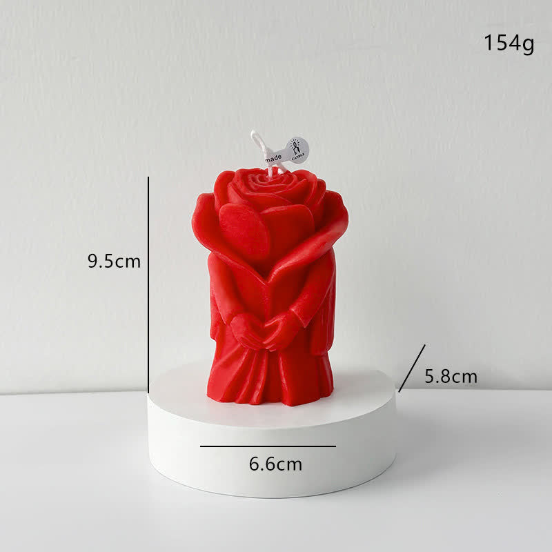 Bougie parfumée romantique en forme de rose - Rouge - 4 pièces - 9,5 cm x 6,6 cm x 5,8 cm - image 2