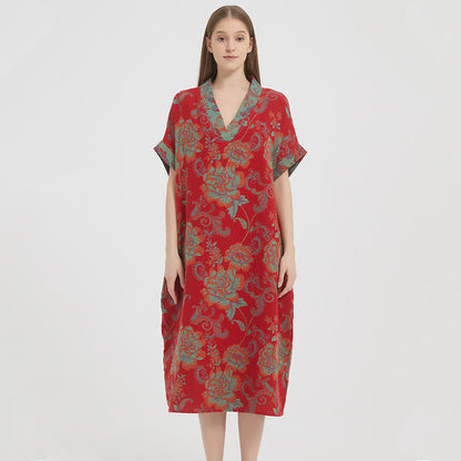 Chemise de nuit en gaze de coton double épaisseur à motif floral - image 2