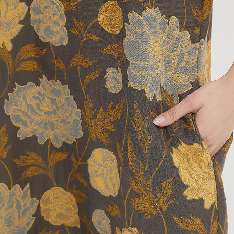 Chemise de nuit vintage à motif jacquard pivoine et col en V - image 2