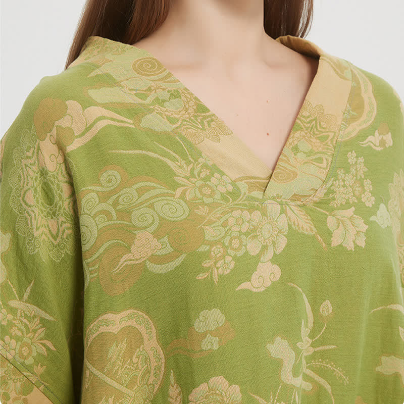 Chemise de nuit caftan en double gaze de coton à motifs floraux - image 2