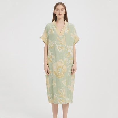 Chemise de nuit jacquard en gaze double épaisseur à motif floral - image 5