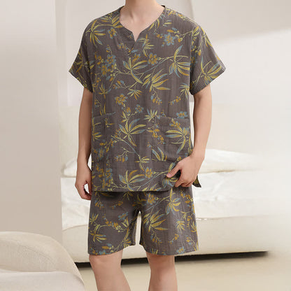 Ensemble kimono pyjama respirant en gaze de coton - Gris - Hommes : L - image 8