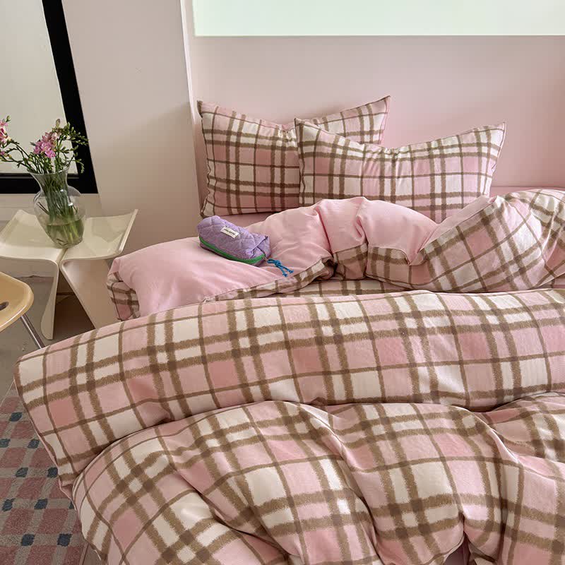 Ensemble de literie en gaze de coton au style frais - Rose - 220 cm x 240 cm - image 0