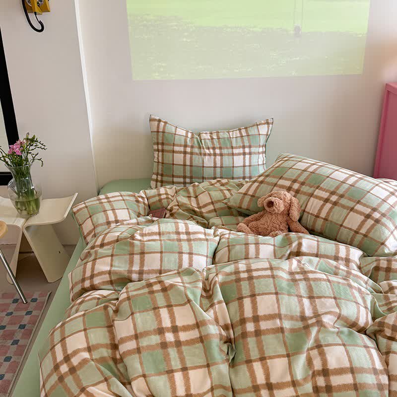 Ensemble de literie en gaze de coton au style frais - Vert - 220 cm x 240 cm - image 2