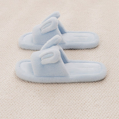 Pantoufles mignonnes en peluche lapin avec orteils ouverts - Bleu - XL - image 2