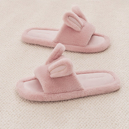 Pantoufles mignonnes en peluche lapin avec orteils ouverts - Rose - XL - image 9
