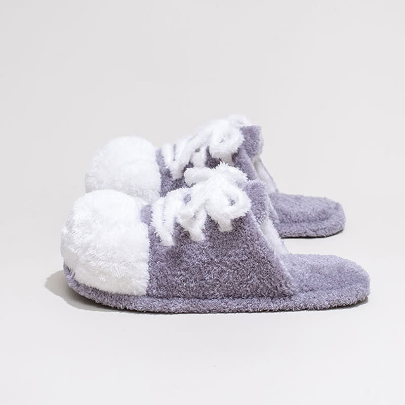 Pantoufles en peluche à motif de pattes de chat, à lacets et bout fermé - image 12