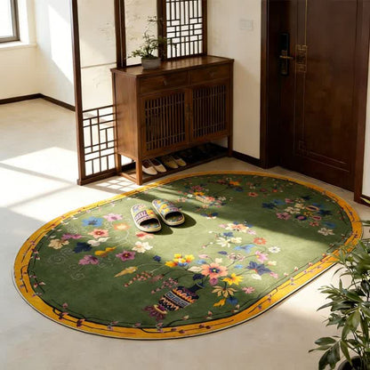 Tapis ovale vintage à motif floral chinoiserie - image 2