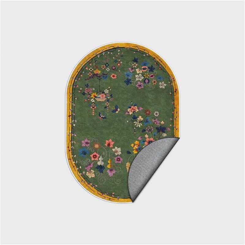 Tapis ovale vintage à motif floral chinoiserie - image 4