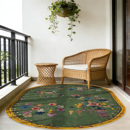 Tapis ovale vintage à motif floral chinoiserie - image 3