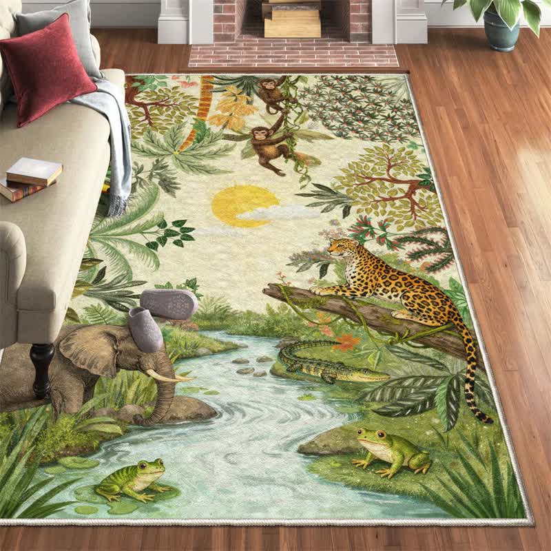 Tapis rectangulaire à motif animalier tropical - image 3