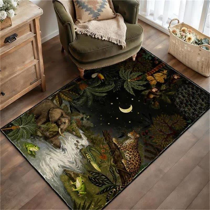 Tapis rectangulaire à motif animalier tropical - Noir - 243 cm x 304 cm - image 7