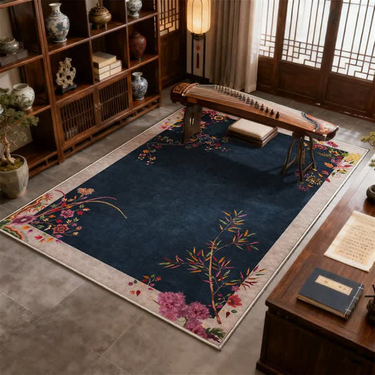 Tapis d'inspiration orientale chinoise à motifs floraux, antidérapant - 243 cm x 304 cm - image 0