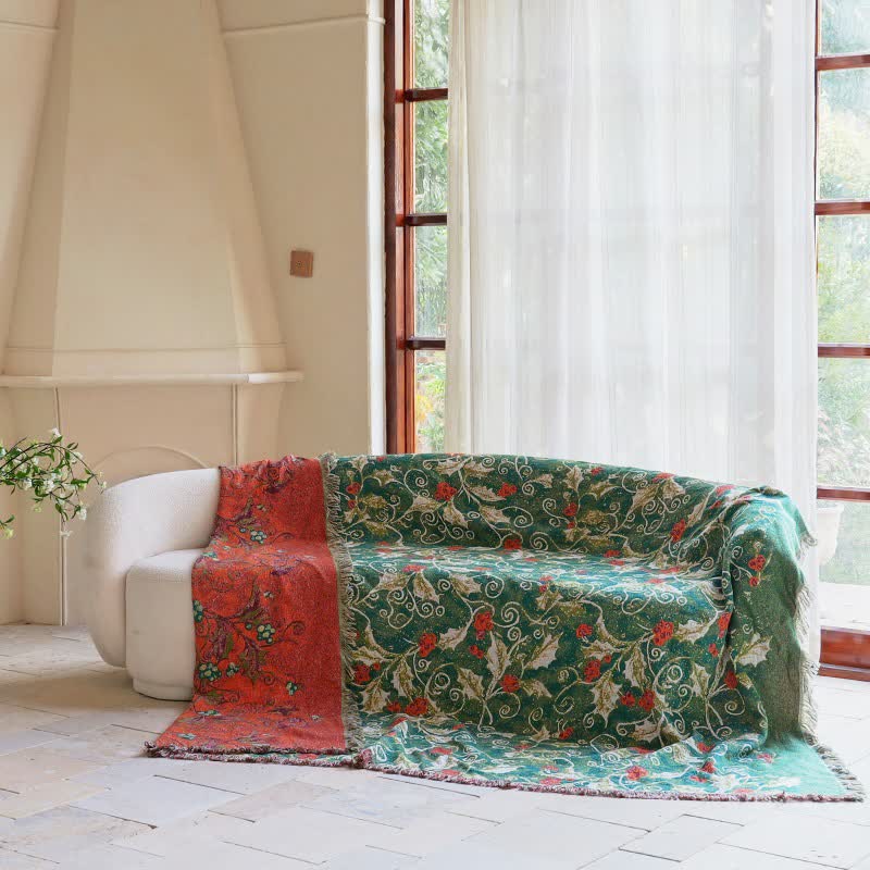 Couverture matelassée en gaze de coton à motif floral rouge. - image 8