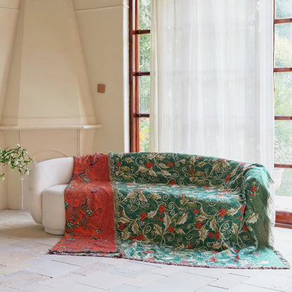 Couverture matelassée en gaze de coton à motif floral rouge. - image 8
