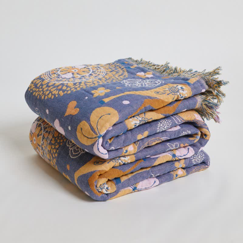 Couette réversible en gaze de coton à motifs floraux et de cerfs - image 5