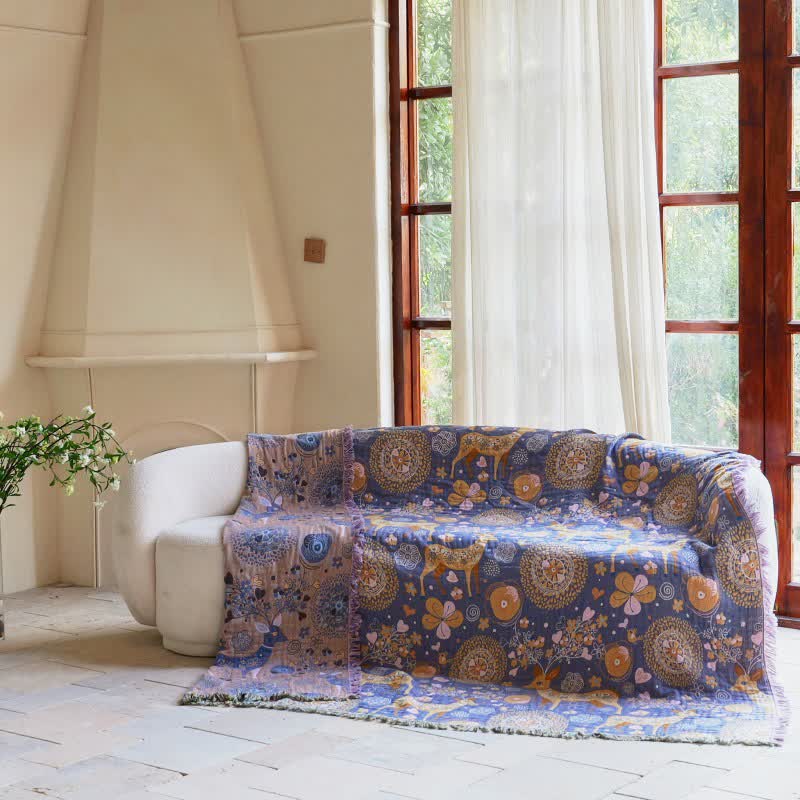 Couette réversible en gaze de coton à motifs floraux et de cerfs - image 8
