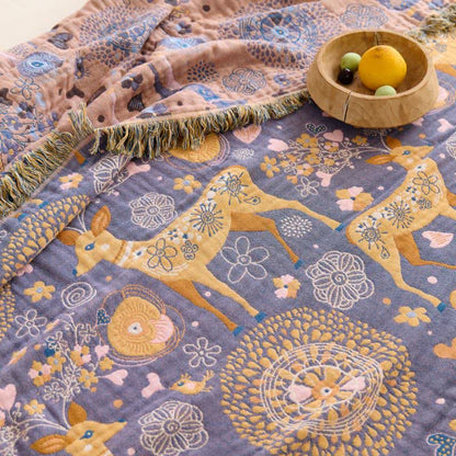 Couette réversible en gaze de coton à motifs floraux et de cerfs - image 9