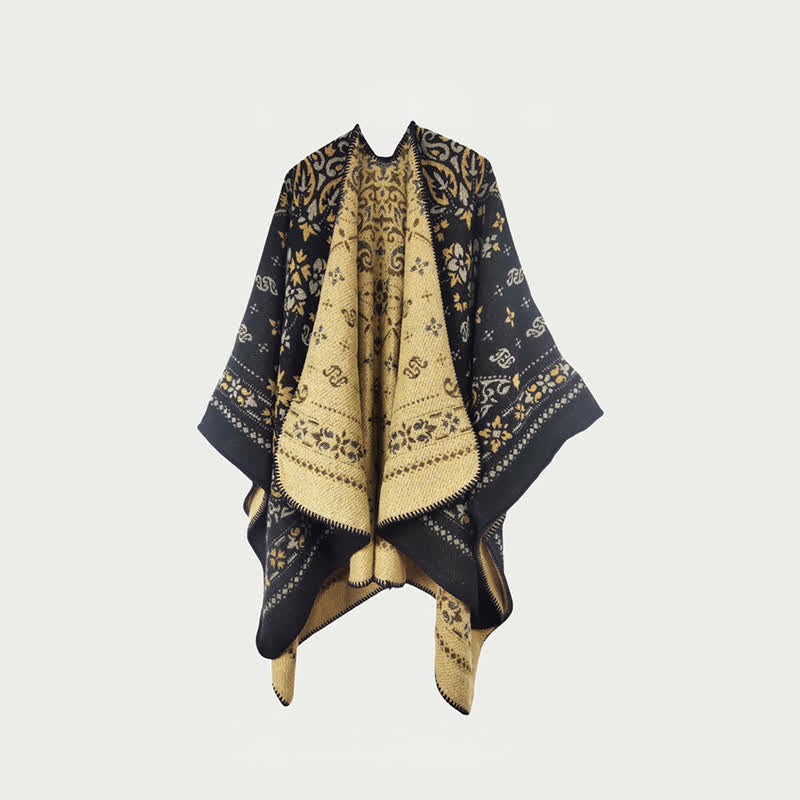 Écharpe/cape réversible à motif vintage - marin - 150 cm x 120 cm - image 1