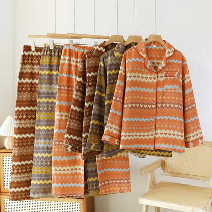Ensemble de vêtements d'intérieur vintage en coton à vagues pour couples - image 0