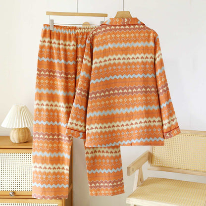 Ensemble de vêtements d'intérieur vintage en coton à vagues pour couples - image 3