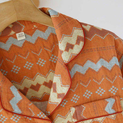 Ensemble de vêtements d'intérieur vintage en coton à vagues pour couples - image 4