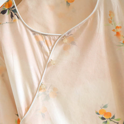 Ensemble de vêtements d'intérieur d'inspiration orientale en coton jaune à motif de baies - image 4