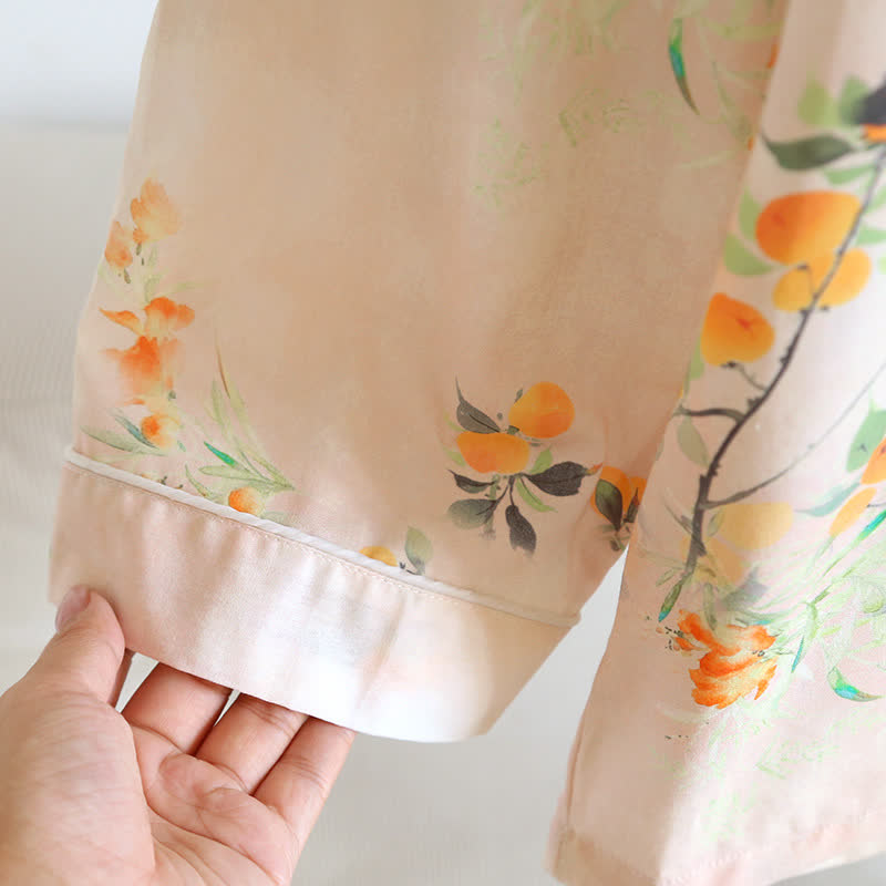 Ensemble de vêtements d'intérieur d'inspiration orientale en coton jaune à motif de baies - image 6