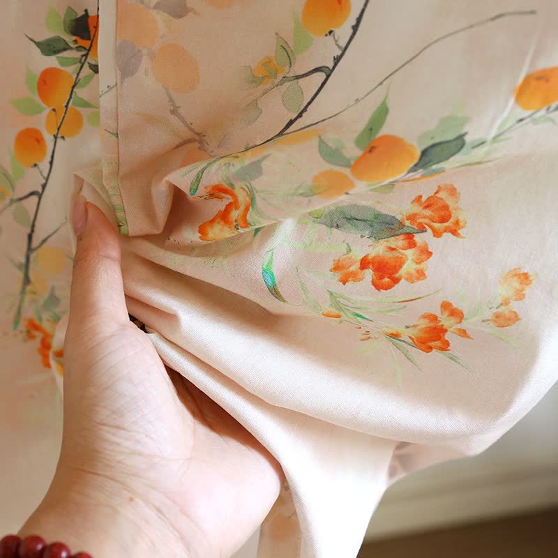 Ensemble de vêtements d'intérieur d'inspiration orientale en coton jaune à motif de baies - image 5