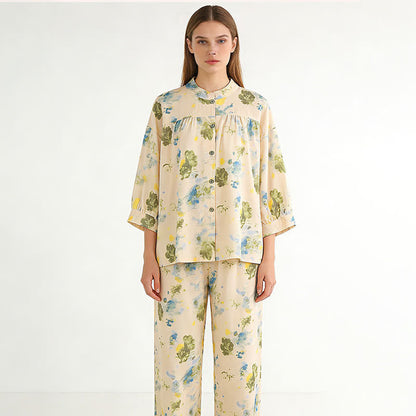 Ensemble de vêtements d'intérieur en coton à motif d'encre orientale - image 1