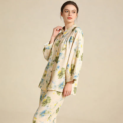 Ensemble de vêtements d'intérieur en coton à motif d'encre orientale - image 2