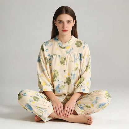 Ensemble de vêtements d'intérieur en coton à motif d'encre orientale - image 3