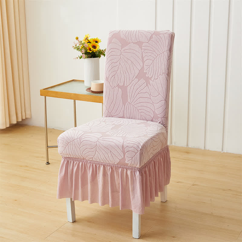 Housse de chaise Parsons à motif jacquard de feuilles - Rose - 6 pièces - Taille unique - image 7