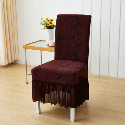 Housse de chaise Parsons à motif jacquard de feuilles - Brun - 6 pièces - Taille unique - image 11