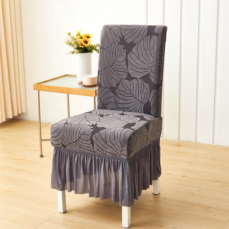 Housse de chaise Parsons à motif jacquard de feuilles - Gris foncé - 6 pièces - Taille unique - image 8