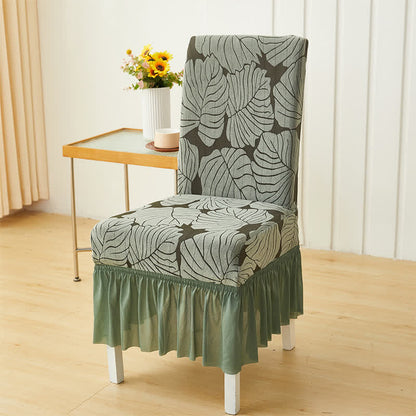 Housse de chaise Parsons à motif jacquard de feuilles - Vert - 6 pièces - Taille unique - image 12