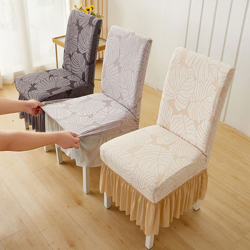 Housse de chaise Parsons à motif jacquard de feuilles - image 1