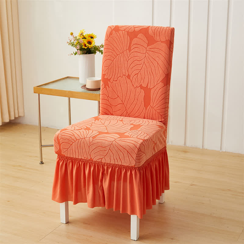 Housse de chaise Parsons à motif jacquard de feuilles - Orange - 6 pièces - Taille unique - image 10