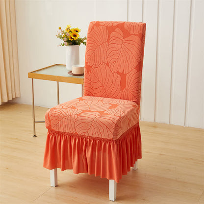 Housse de chaise Parsons à motif jacquard de feuilles - Orange - 6 pièces - Taille unique - image 10